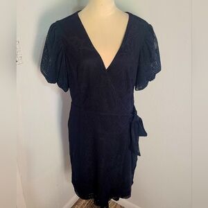 Lilly Pulitzer Black Lace Romper with Wrap Tie on the Side, Size XL